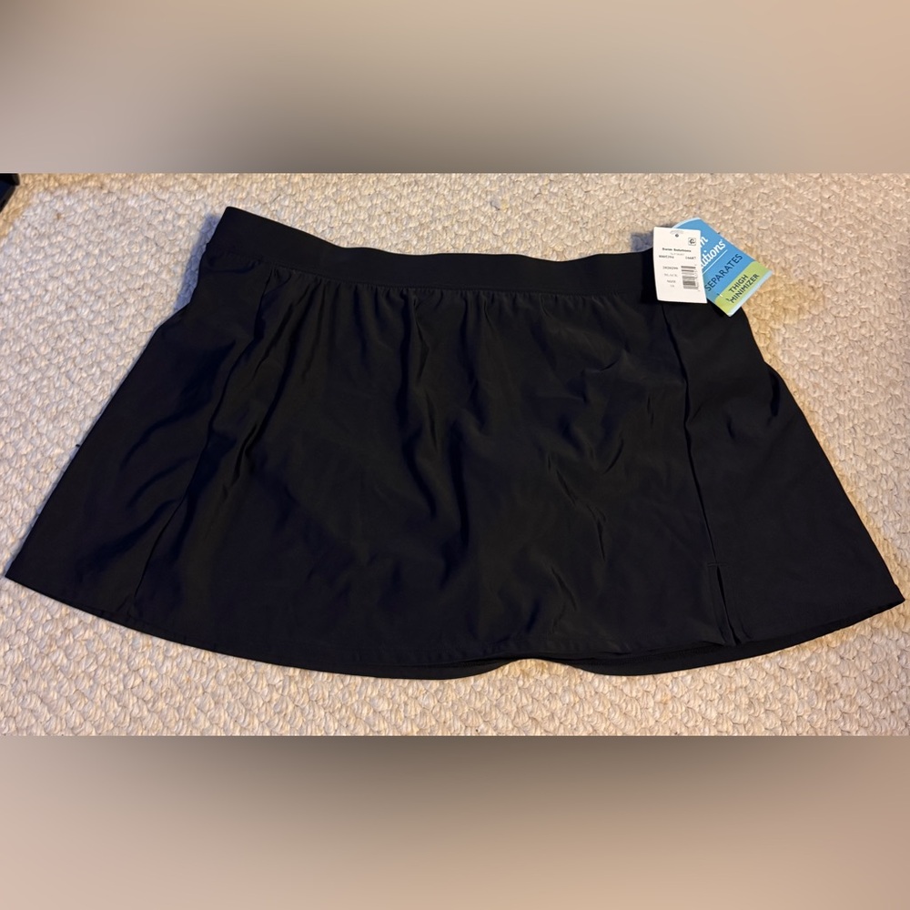 NWT SWIM SOLUTIONS Size 18 Swim Skirt black Thigh Minimizer